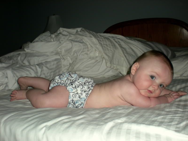 Swaddlebees Simplex 2.0 AIO 5 month old baby wearing Swaddlebees Simplex 2.0 AIO cloth diaper
