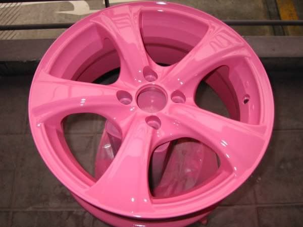 Re pink rims on black cherry red