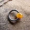 Baltic Amber Captive Bead Ring, CBR Body Piercings - Opaque Honey
