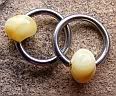Baltic Amber Captive Bead Ring, CBR Body Piercings - Opaque Yellow