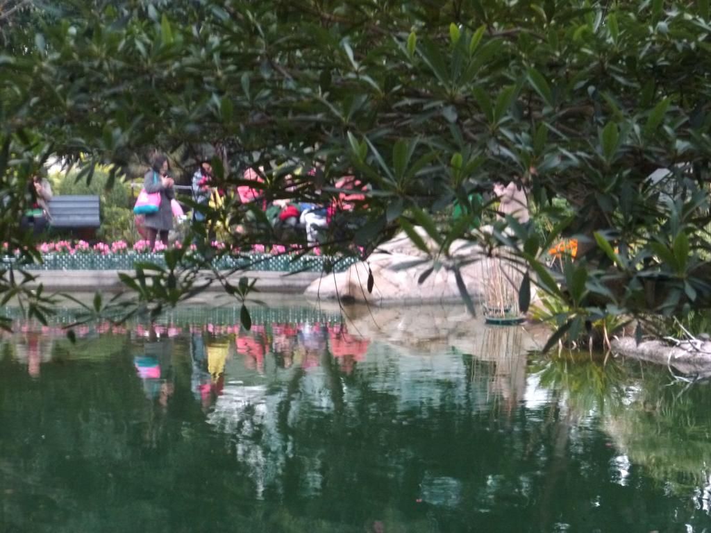 Reflets dans la fontaine du Hong Kong Park