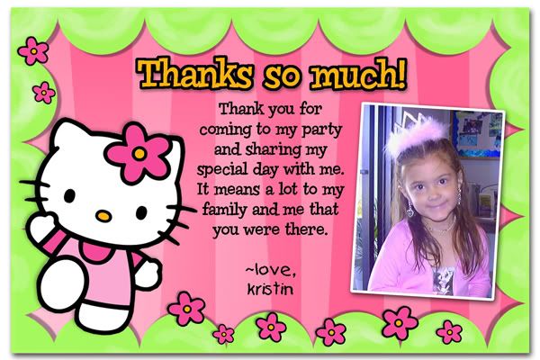 Custom Photo Thank You Card Design. Hello Kitty Thank You