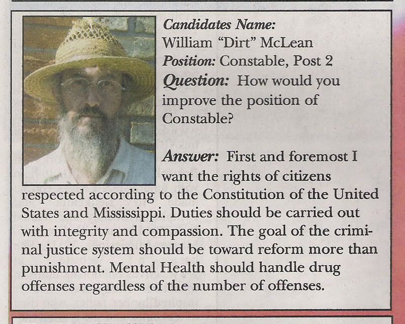 \&quot;Dirt\&quot; MCLEAN for Constable, Simpson Co, post 2, Nov 6, 07 !!!