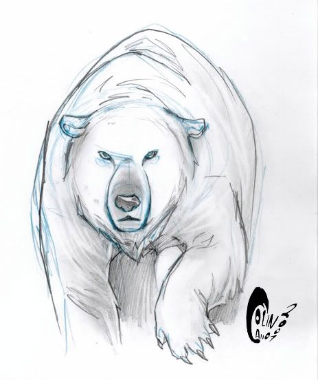 So here's a sketch I did of the polar bear, who is of course replacing the 