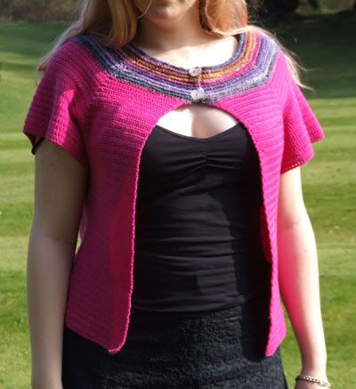 free crochet top pattern, treble stitch, double crochet stitch, single crochet stitch, free pink top, simple free pattern, Ravelry free pattern crochet