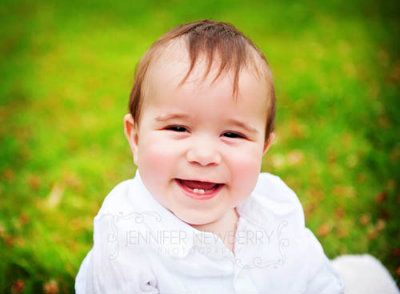 Baby boy smiling close-up