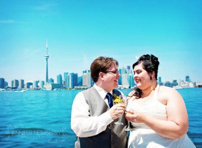 Bride and groom with cityline and CN Tower