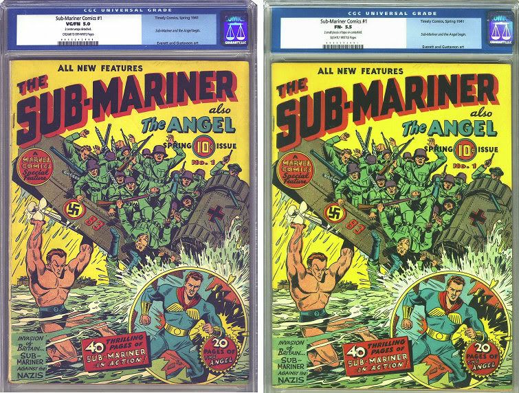Sub-Mariner Comics #1 (5.0) & (5.5) Front Cover Comparison