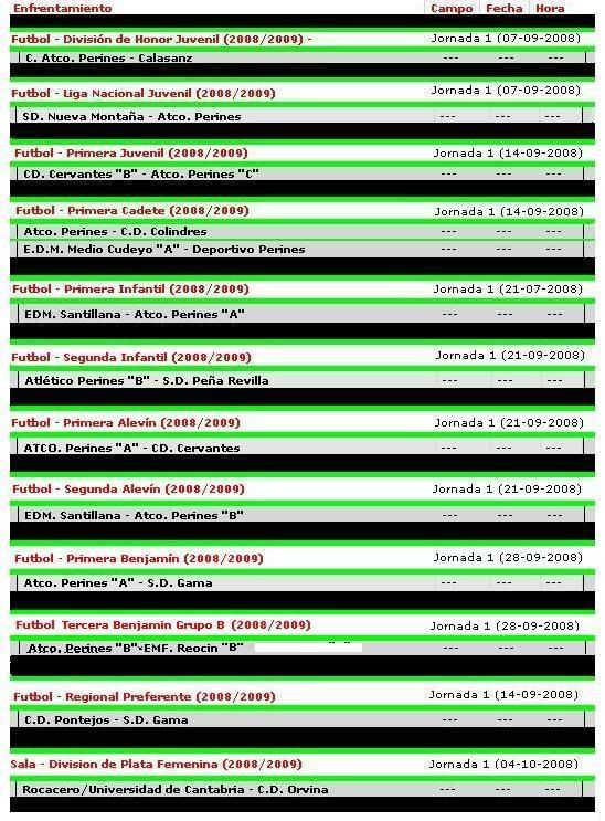 calendario inicial liga 2008-2009