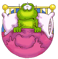 sick frog in bed