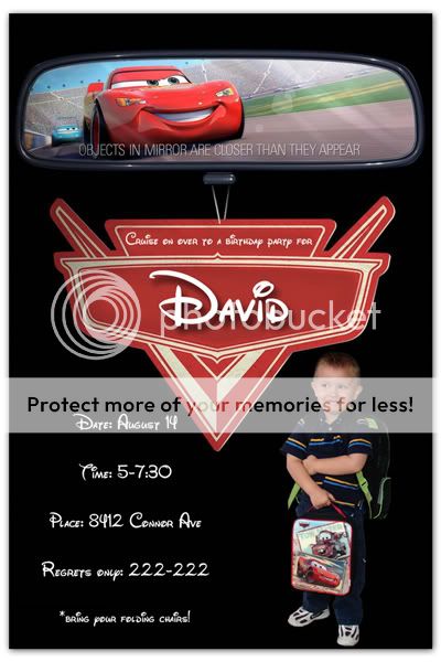 Custom Photo Cars Lightning McQueen Invitations a  