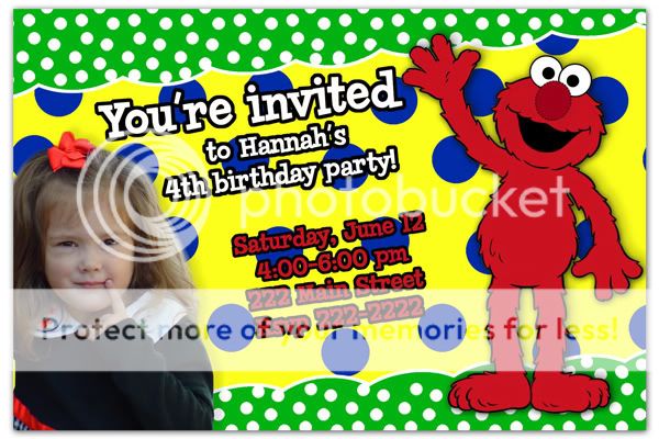 Custom Photo Elmo Birthday Invitations Sesame Street D