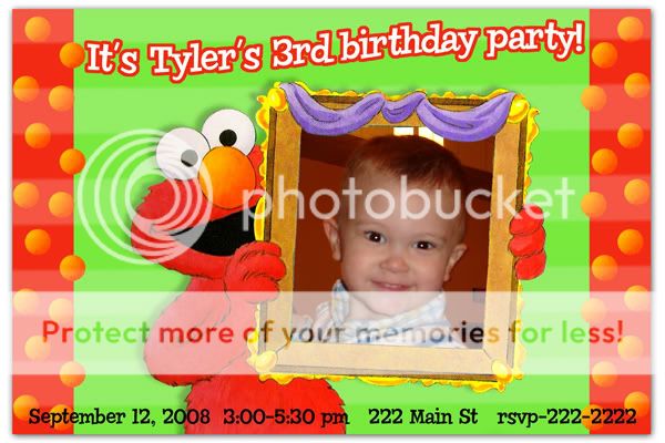 Custom Photo Elmo & Dorothy Invitations Sesame Street f  