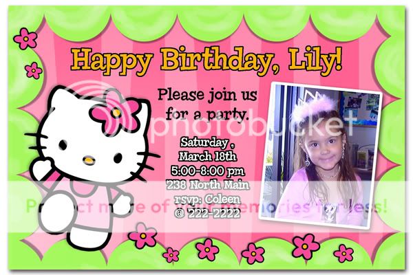 Hello Kitty Custom Photo Birthday Invitations FAST  