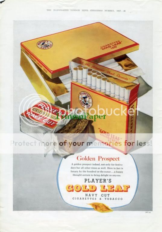 1957 Players Navy Cut Gold Leaf Cigarette & Tobacco Ad  