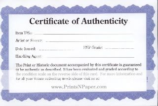 CERTIFICATE OF AUTHENTICITY