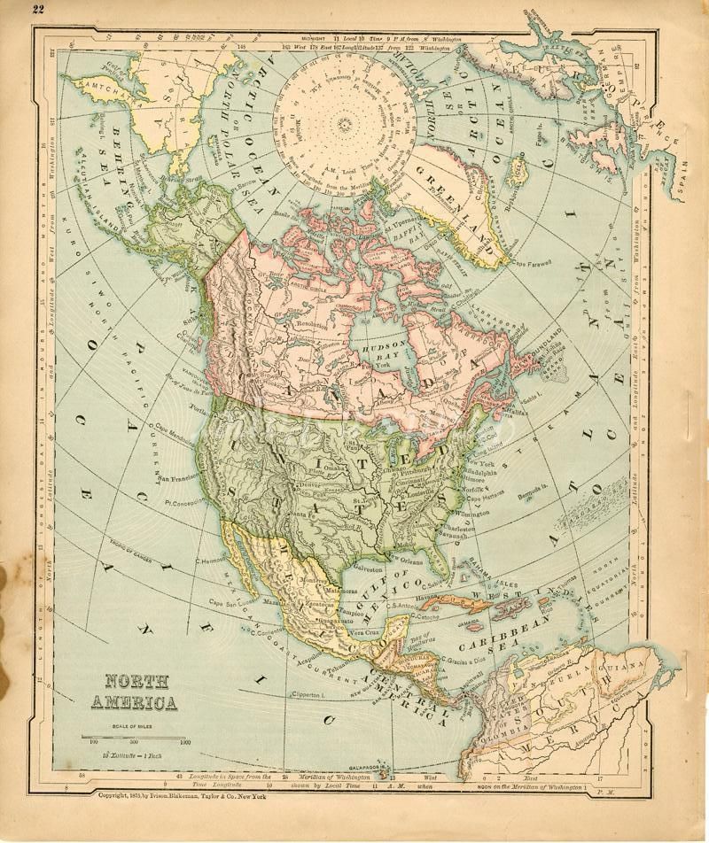 1875 North America Map Color | eBay